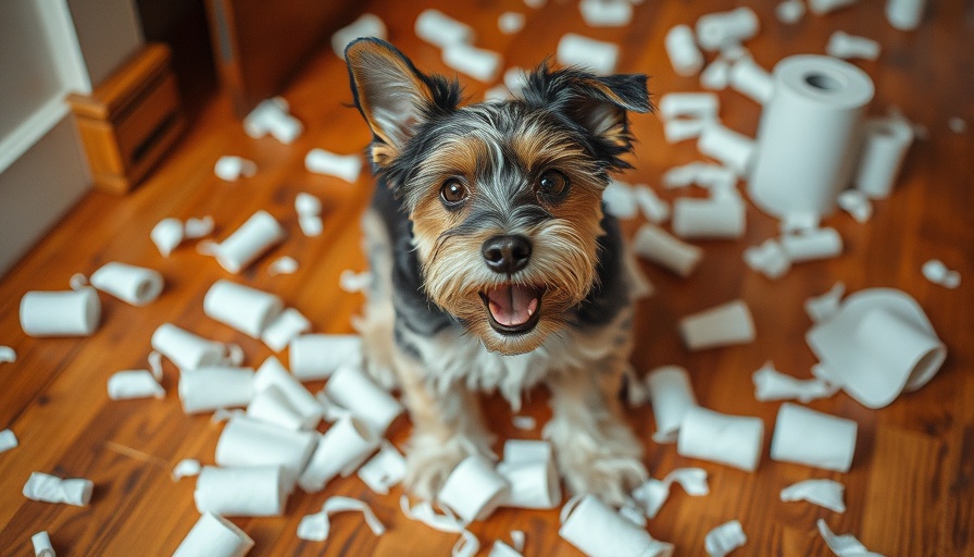 Terrier dog with torn paper indicating pica in dogs behavior.