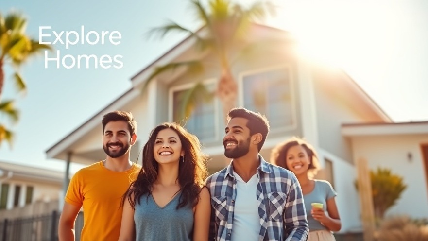 Excited homebuyers explore San Diego homes for sale under warm sunshine.