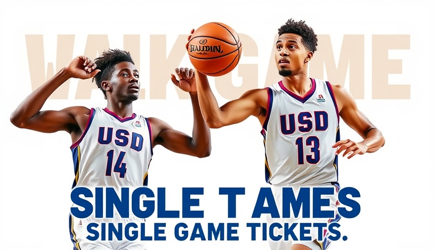 UCSD basketball single game tickets ad with players.