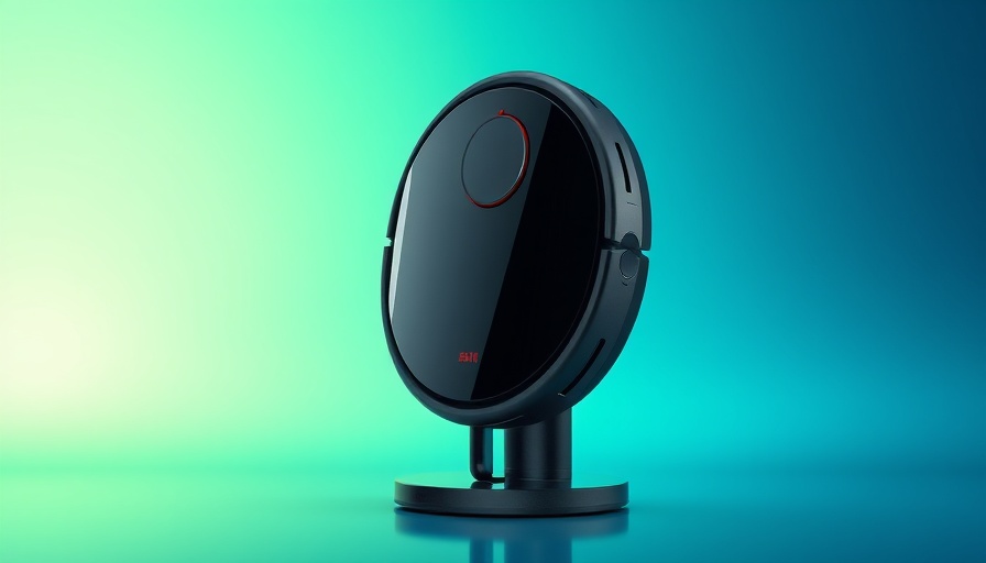Smart home technology robot vacuum on gradient background
