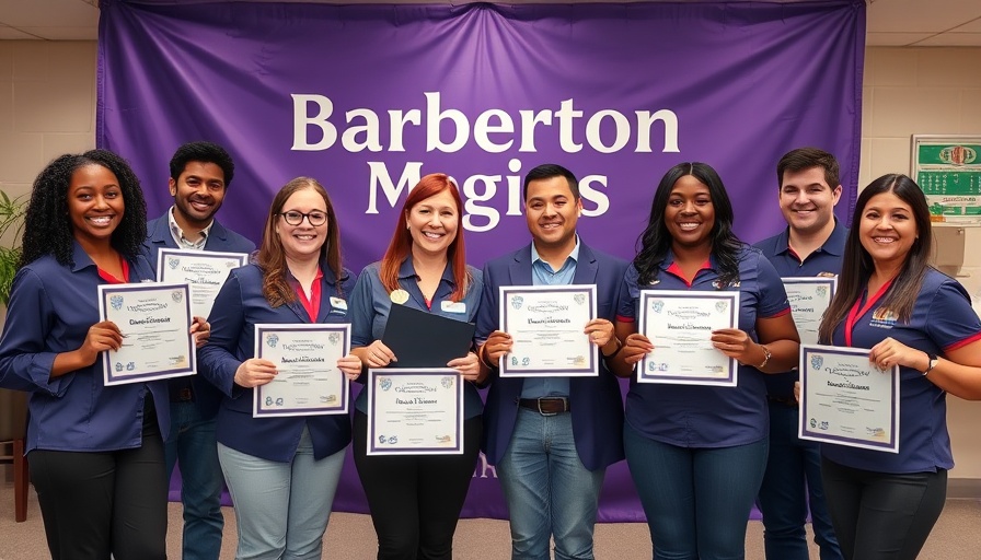 Barberton School employees recognized for perfect attendance, holding certificates.