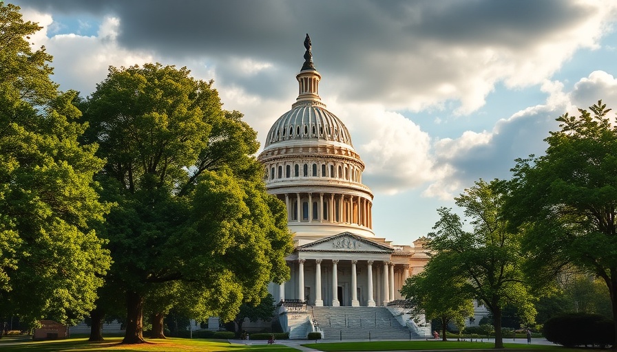 U.S. Capitol framed by trees, capturing San Diego government shutdown impact.