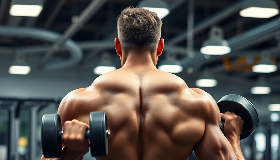Muscular man performing seated dumbbell shoulder press in gym.