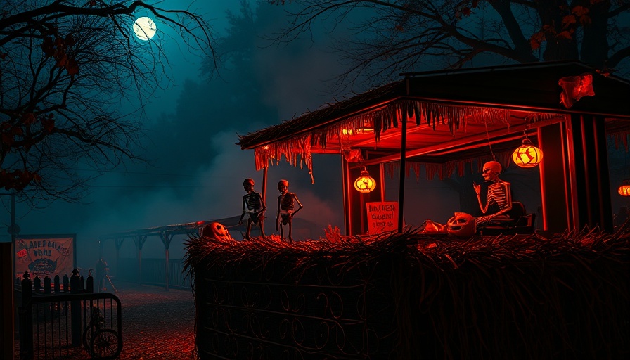 Los Angeles Haunted Hayride 2025 eerie hayride scene with skeletons.