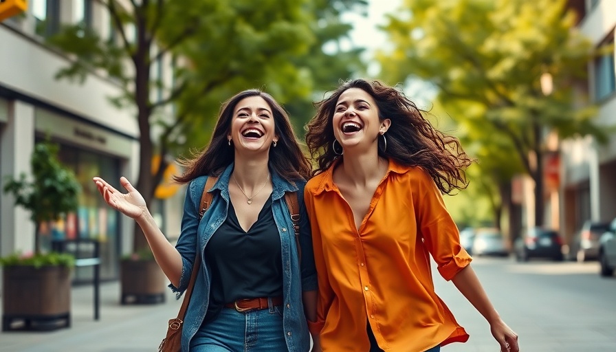 Two women walking happily outdoors, women's health hormone replacement therapy.