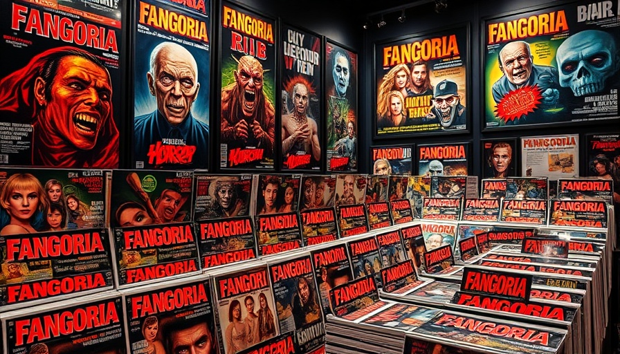 Killer Video museum Akron horror magazine display with Fangoria covers.