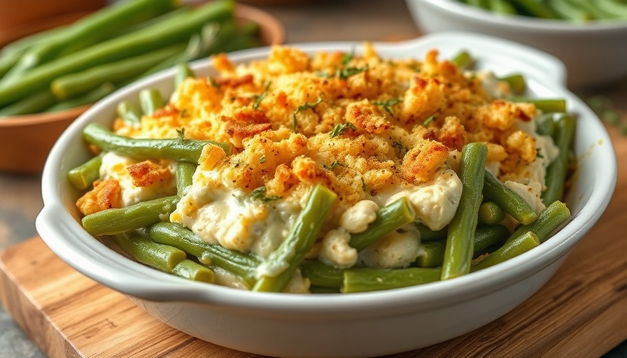Delicious green bean casserole recipe with crispy onions.