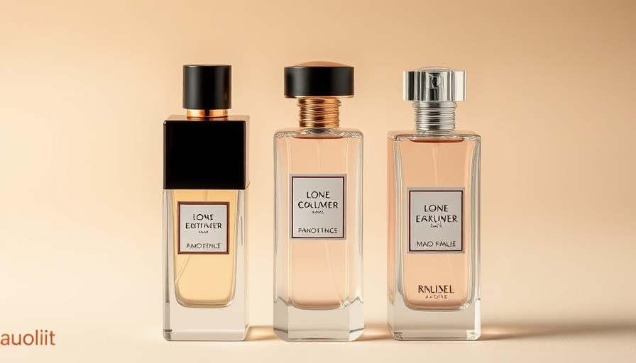Elegant display of toasty perfumes against a smooth beige background.