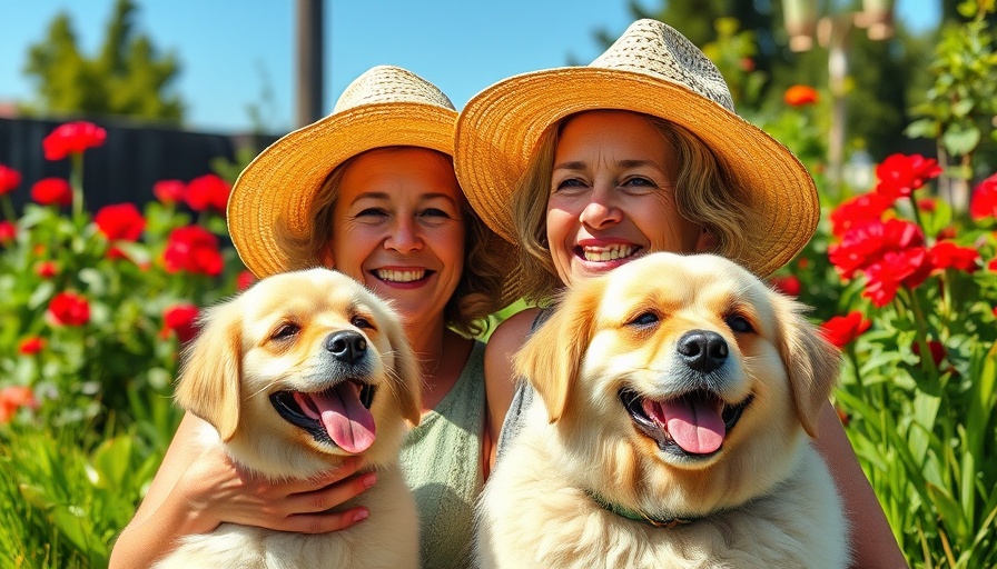 Senior woman enjoying benefits of pet ownership in a garden.