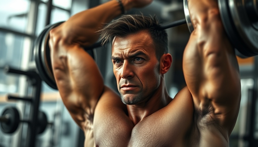 Muscular man lifting barbell for back and shoulder workouts.