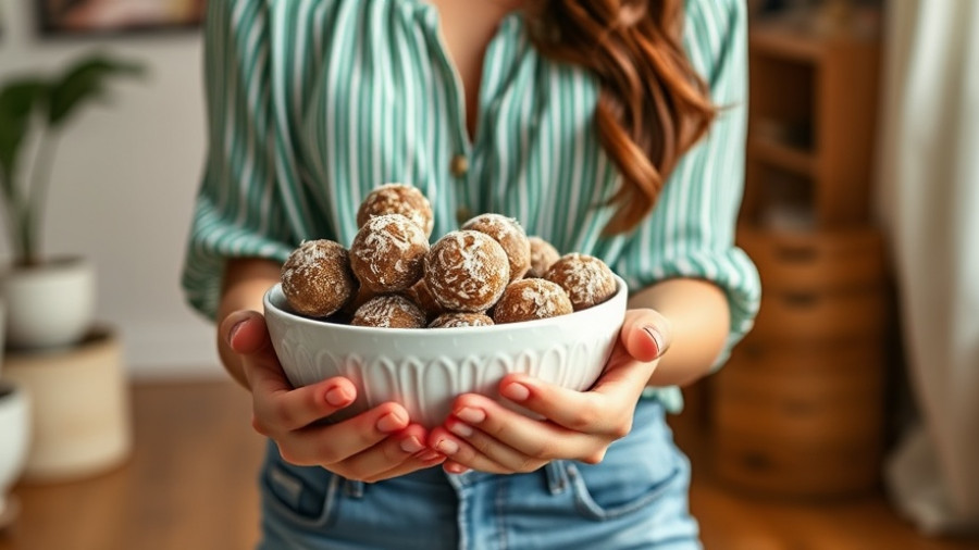 Young woman holding a bowl of pre-workout snacks, energy bites