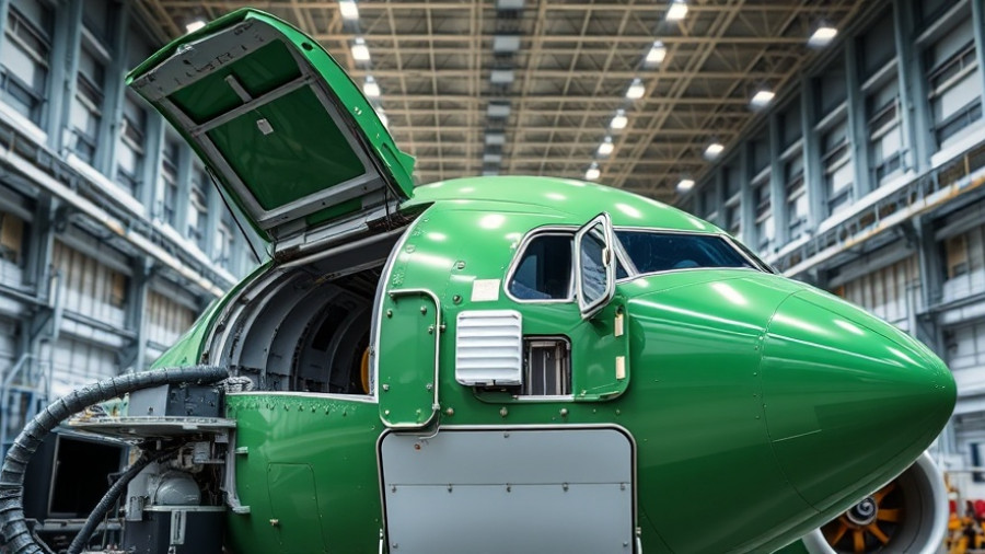 Close-up of Boeing 737 Max fuselage in production facility.