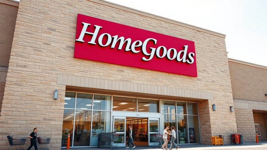HomeGoods store entrance with stone facade and large sign.