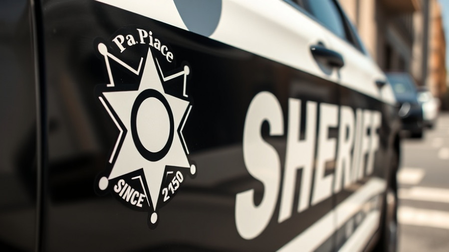 Close-up of sheriff patrol car emblem related to Santee DUI incident.