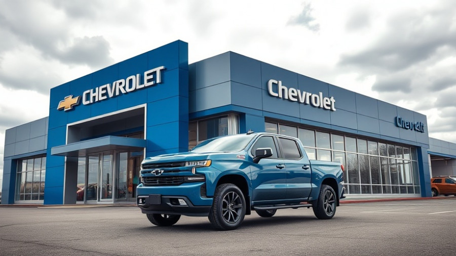 Modern Chevrolet dealership with blue truck, business growth strategies.