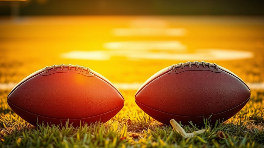Football on field during sunset, symbolizing Akron's undefeated high school teams.
