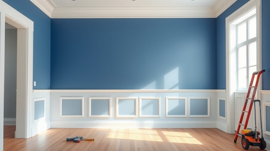 Elegant bedroom wainscoting and trim in a modern room, under renovation.