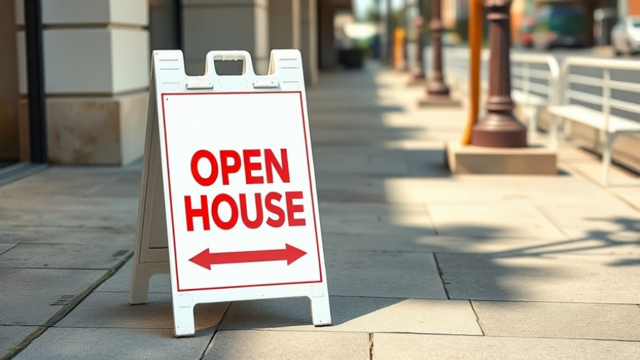 Open house sign on sidewalk promoting real estate event, related to foreign investment in housing San Diego.