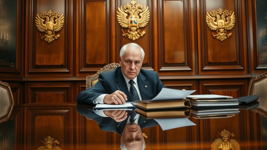 Senior leader in formal setting, reviewing documents.