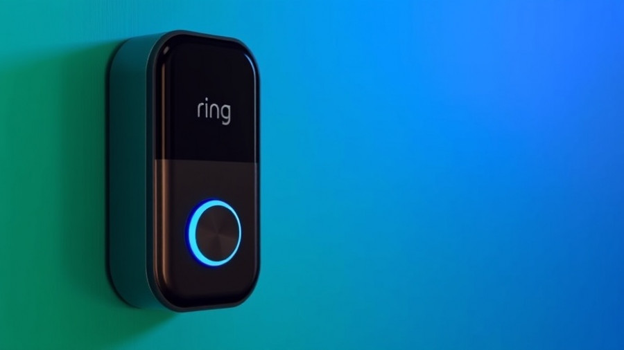 Ring Video Doorbell Pro with glowing button on gradient background