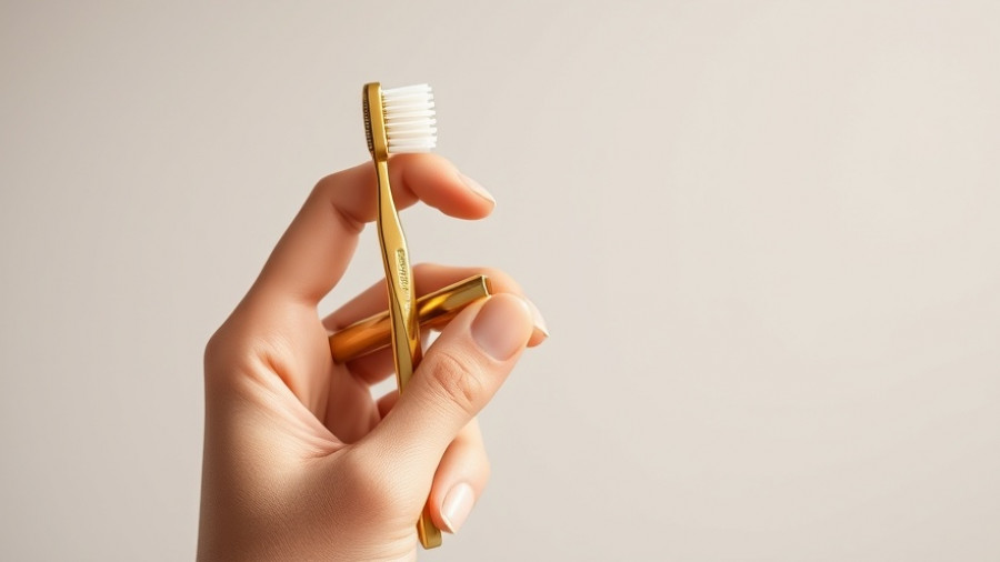 Elegant gold toothbrush symbolizing luxury dental products.