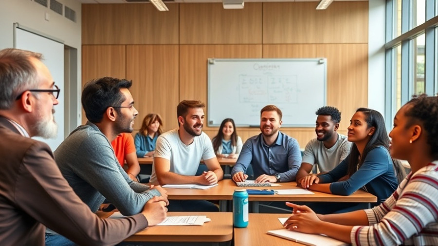 Diverse classroom discussing sport coaching and athletics leadership.