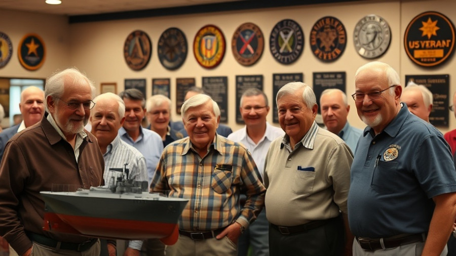 Veterans at Harry Donovan Sr. Fairlawn Post event with USS Leon 48 model.