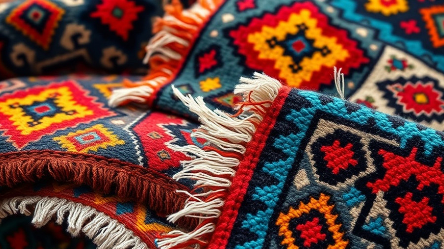 Colorful Turkish rugs with geometric patterns highlighting Turkish Décor Trends.