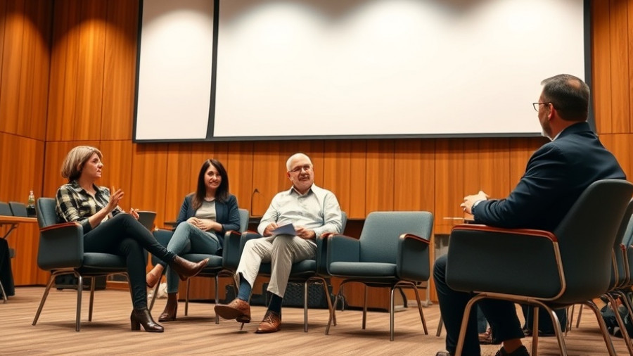 San Diego local news panel discussion in modern auditorium.
