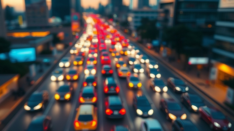 Twilight traffic on 405 Freeway illustrating Bluetooth connectivity challenges.