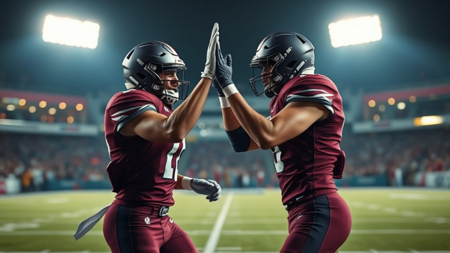 San Jose news: Football players celebrate high five under stadium lights