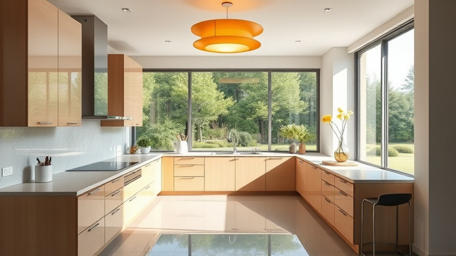 Modern kitchen with stone countertops and beige cabinets