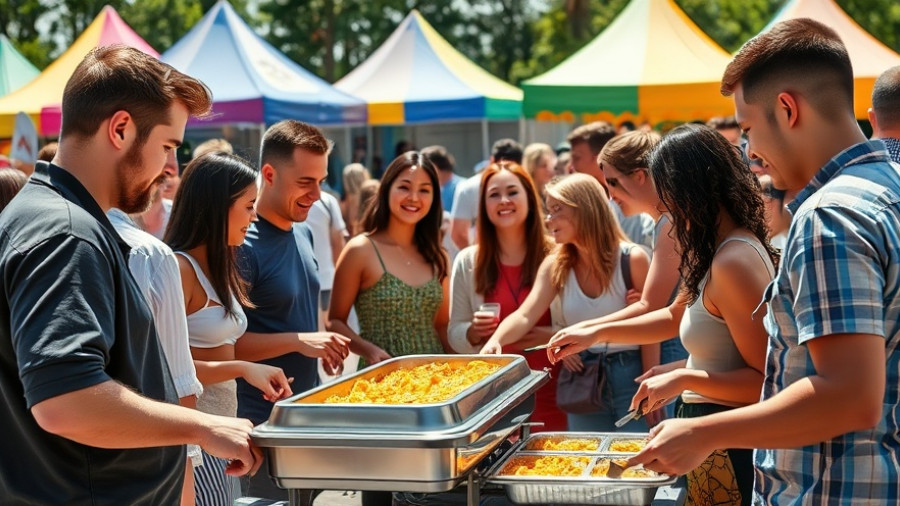 Maple Block Meat Co. 10 Year Anniversary Celebration, attendees serving barbecue food.