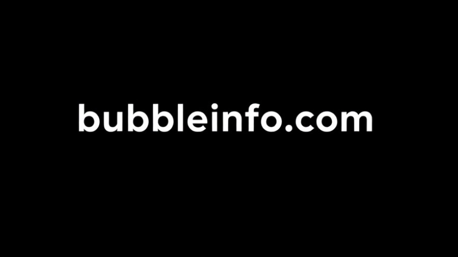 Simple logo of bubbleinfo.com on black background.