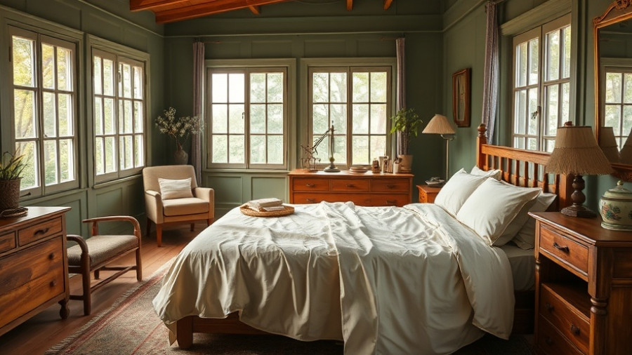 Cozy bedroom with bamboo sheets and elegant decor.