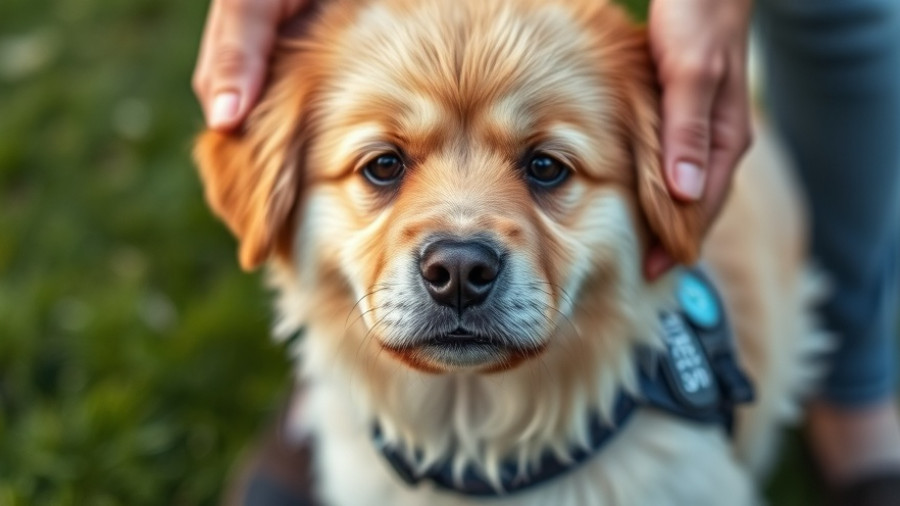 Life360 Pet GPS Tracker on a dog being secured outdoors.