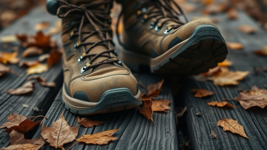 Worn hiking boots on leaves, showcasing Fall Health Tips San Diego North County.