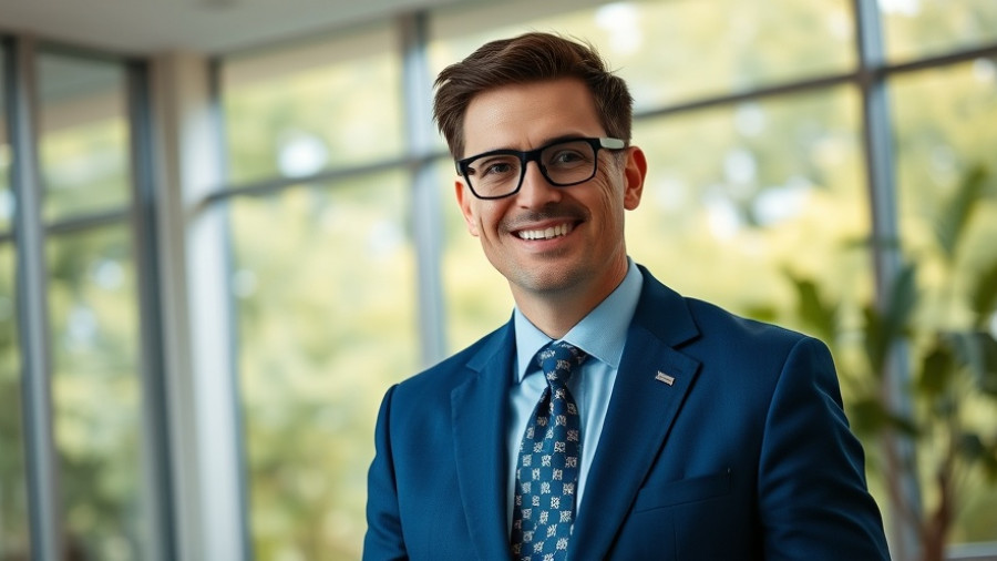 University of Akron president smiling in formal suit during address.