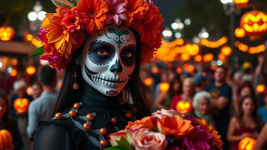 San Diego Halloween events celebration with Day of the Dead makeup.