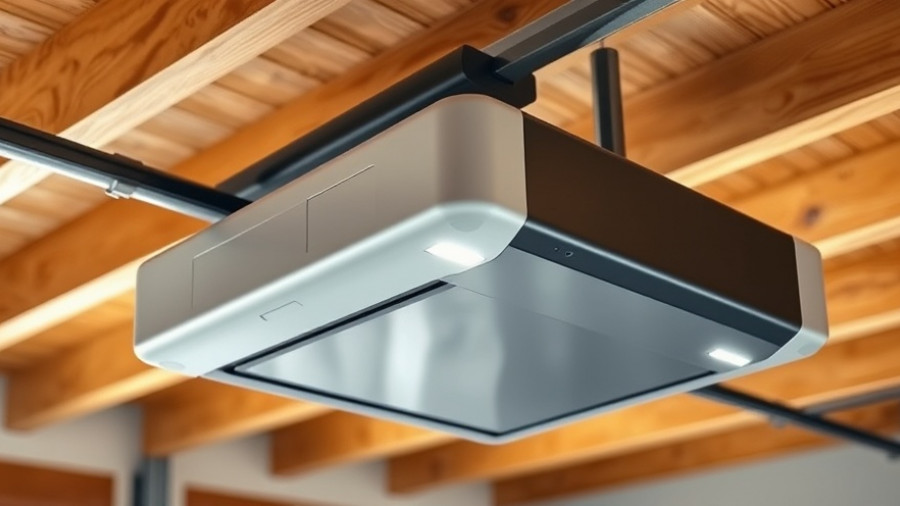 Modern smart garage door opener in photorealistic style