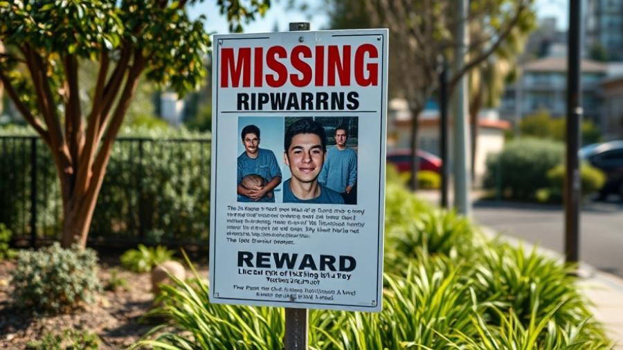 Kristin Smart murder case appeal sign in greenery.