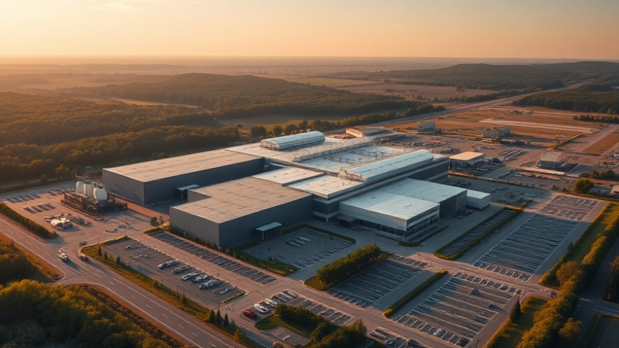 Aerial view of a large industrial facility surrounded by greenery, GM layoffs impact.