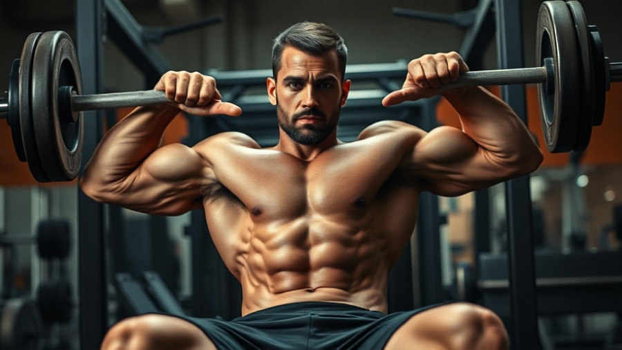 Muscular man demonstrating close-grip bench press in gym.