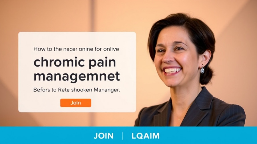 Chronic Pain Management online event promotion with speaker smiling.