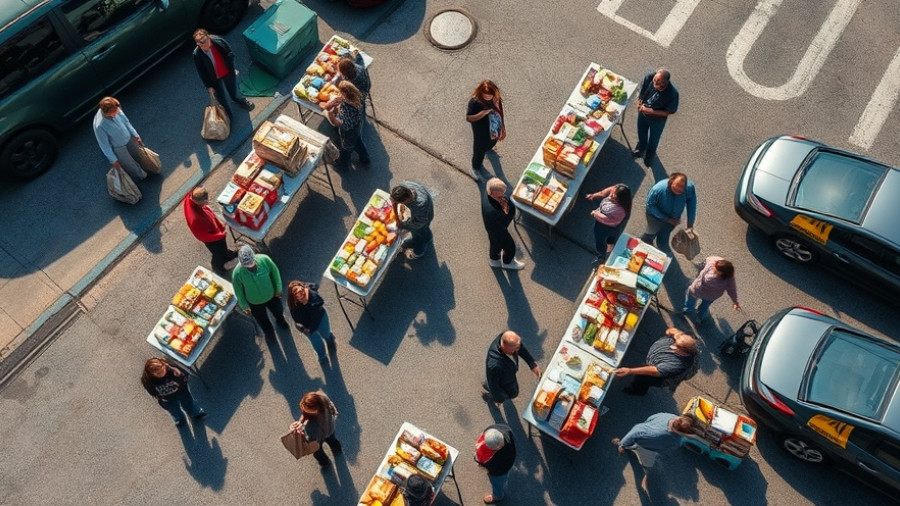 Community food distribution highlighting SNAP and government shutdown impacts.