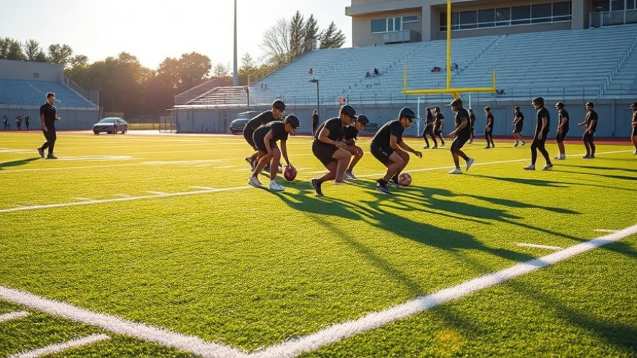 Athletes on high school sports field in Bay Area.