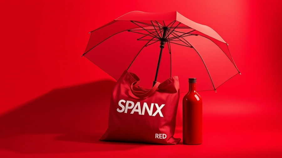 SPANX Red Pantone Color umbrella, bag, and bottle set
