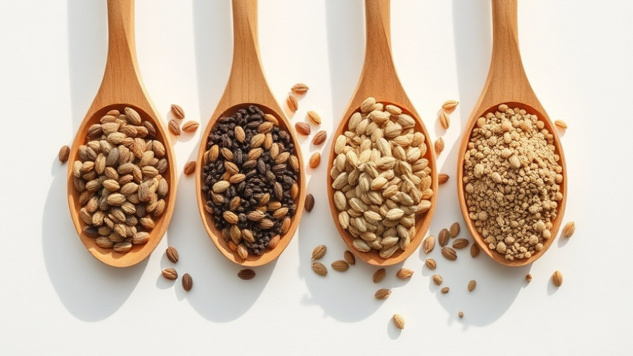 Wooden spoons with seeds for hormone balance