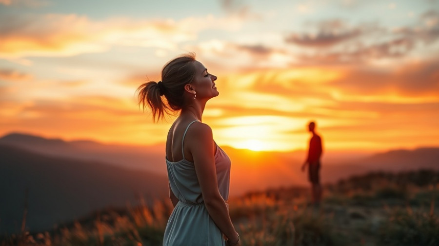 Serene woman reflecting at sunset, healing from emotional abuse.