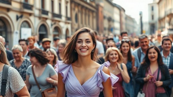 Joyful crowd at Meghan Trainor's new music video shoot.